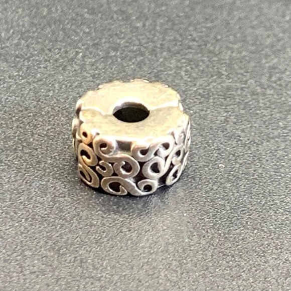 VTG Pandora Solid Sterling Silver 925 Hinged Scroll Snap On Charm One Size - Picture 2 of 7